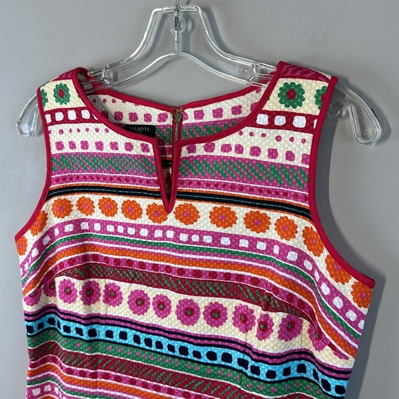 Talbots Sleeveless Textured Floral Sheath Dress Size 6P - Picture 8 of 13